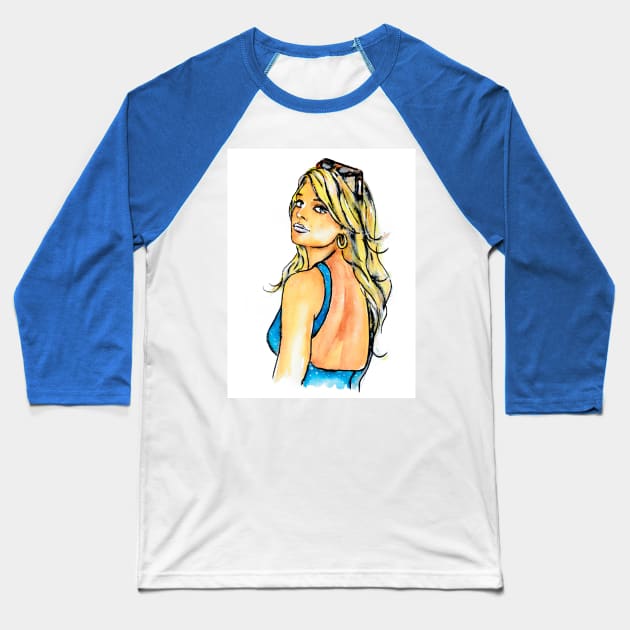 Margot Robbie Baseball T-Shirt by Svetlana Pelin